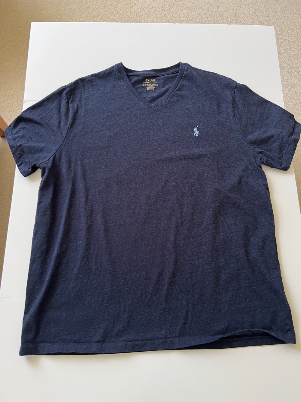 Polo by Ralph Lauren Navy V-Neck Short Sleeve Shirt with Pony Logo